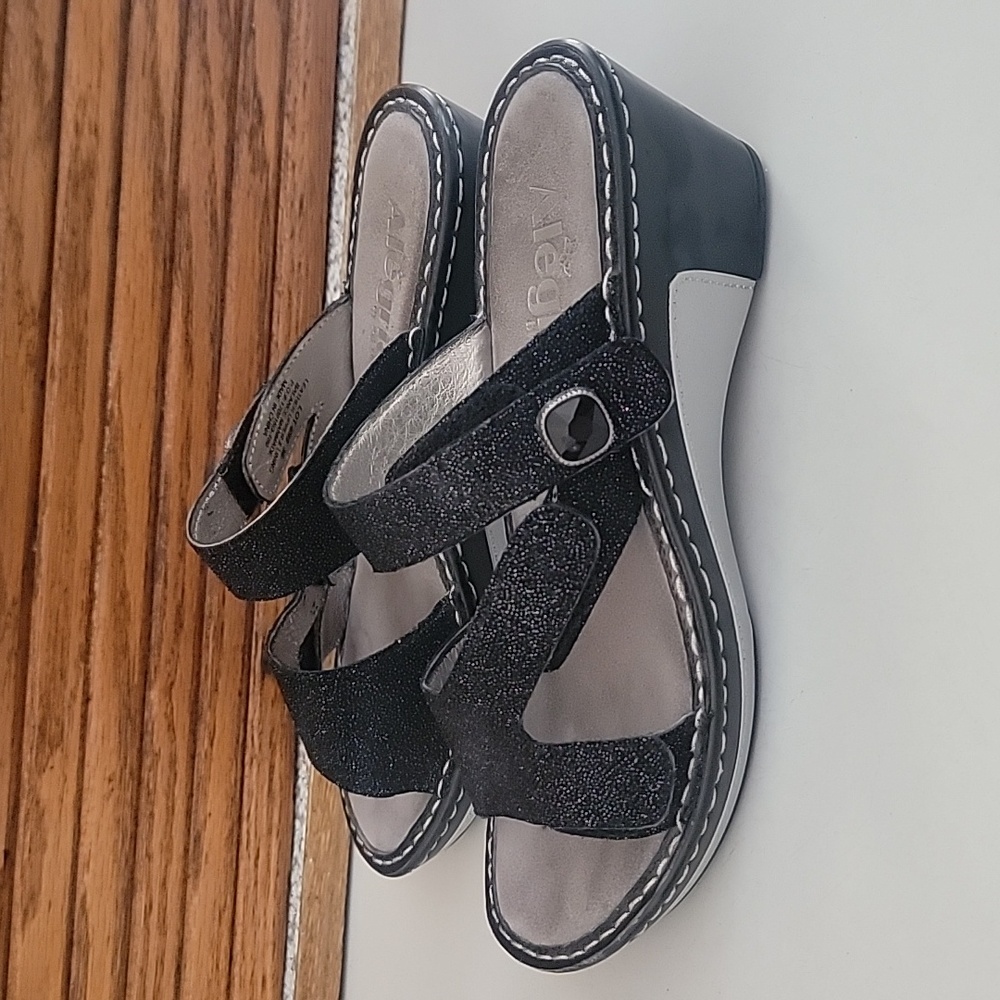 Alegria Elegant Black Women's Sandals Shoes 36 6 6.5 Leather - Picture 3 of 10